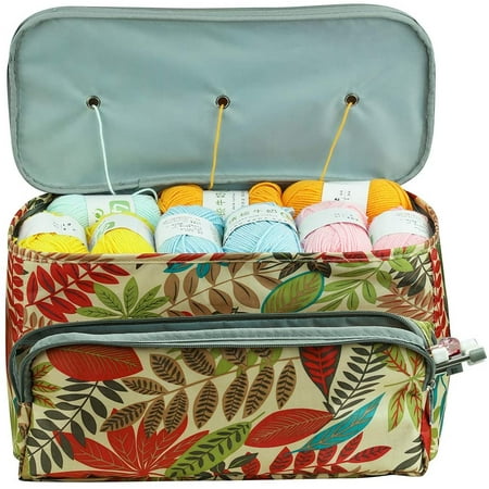Looen Knitting Bag Large Size,Yarn Storage Organizer Tote Bag Holder Case Cuboid